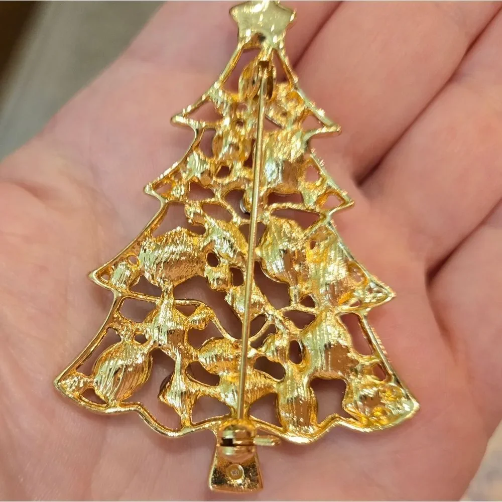 🎄🛍❤️VINTAGE Colorful Gemstone Christmas Tree Brooch